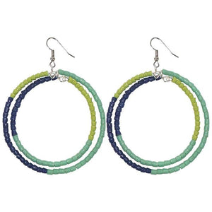 Color Block Recycled Glass Hoop Earrings Sky Global Mamas Sage  