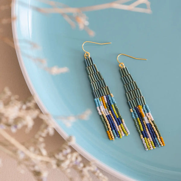 Beaded Abstract Fringe Earring  Mayana   