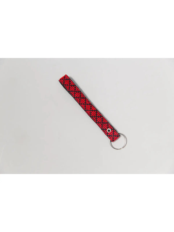 Leather Tatreez Key Fob  Darzah Red  