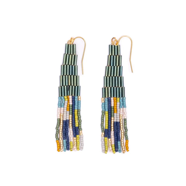 Beaded Abstract Fringe Earring  Mayana   