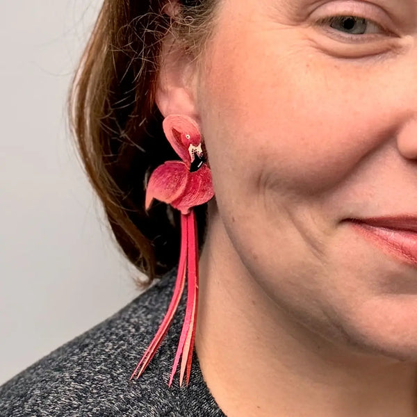 Flamingo XL Earrings  Tulia's Artisan Gallery   