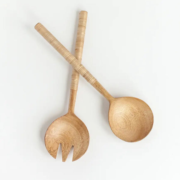 Mango Wood Salad Servers  Creative Women Thin Woven  