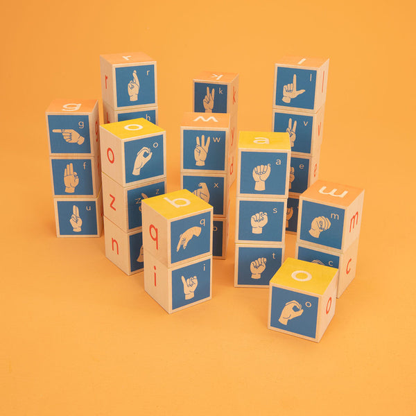 American Sign Language Wooden Block Set Regular Uncle Goose   