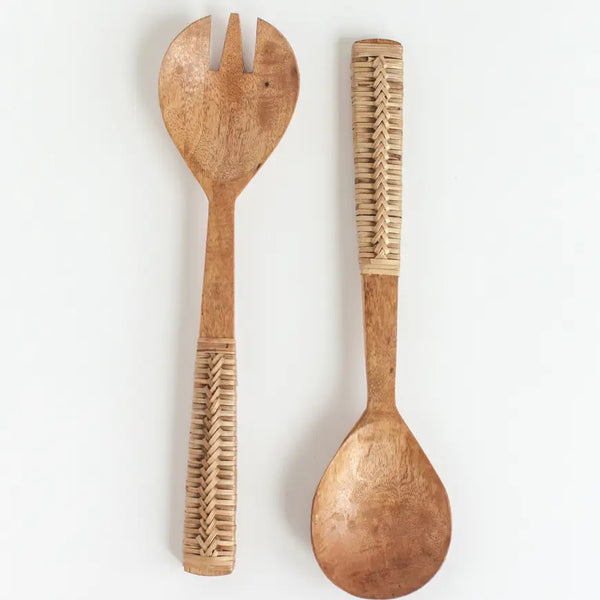 Mango Wood Salad Servers  Creative Women Braided  