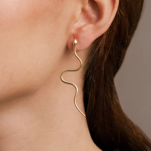 Brushed Gold Slithering Snake Earring Sarka & Cleo