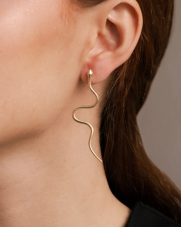 Brushed Gold Slithering Snake Earring Sarka & Cleo