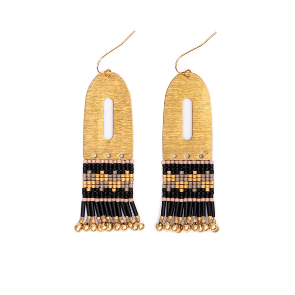 Beaded Color Block Brass Earring  Mayana   