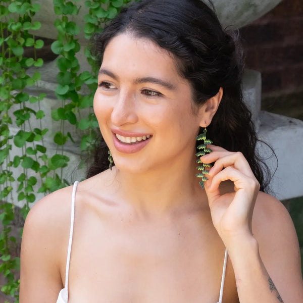 Fern Beaded Earrings Tulia's Artisan Gallery