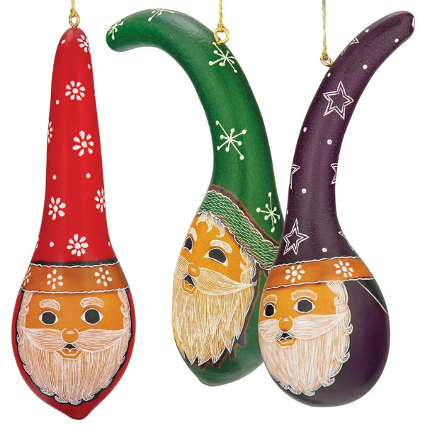 Santa Tall Hat Gourd Ornament  Lucuma   