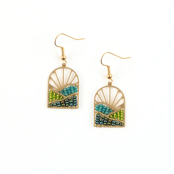 Sunrise Brass And Bead Earring Altiplano Green