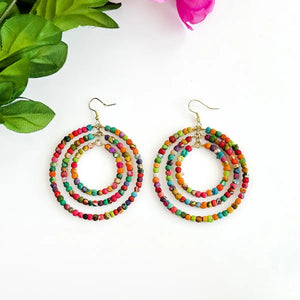 Kantha Milieu  Triple Hoop Earring Regular WorldFinds   