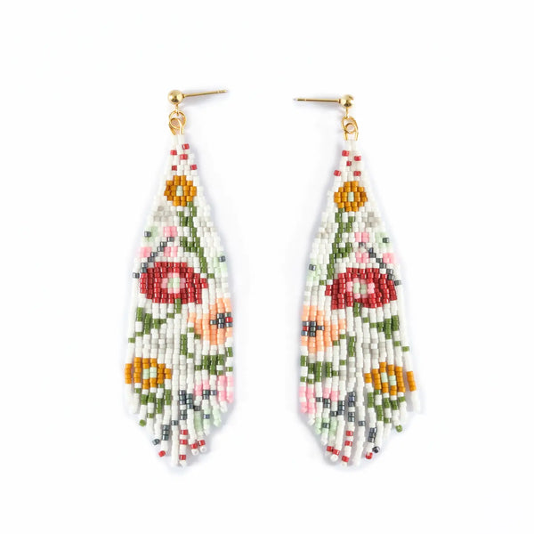 Beaded Wildflower Fringe Earrings  Mayana   