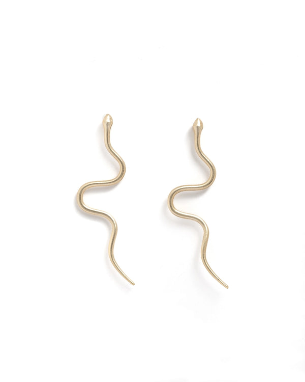 Brushed Gold Slithering Snake Earring Sarka & Cleo