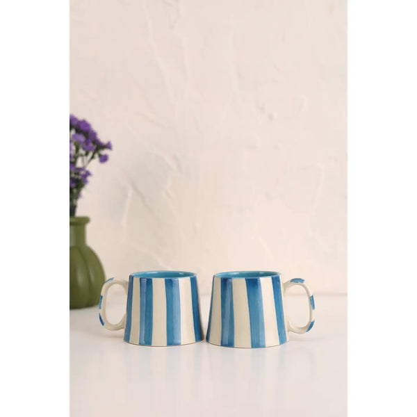 Ceramic Striped Coffee Mug  Casa Amarosa Blue  