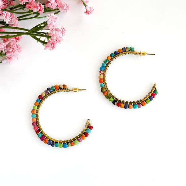 Kantha Milieu Classic Hoop Earrings Regular WorldFinds   