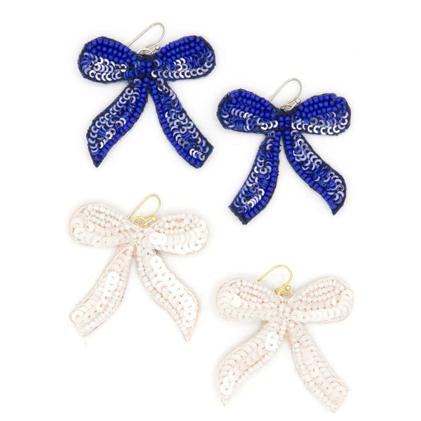 Beaded Bow Earring Fair Anita Blue