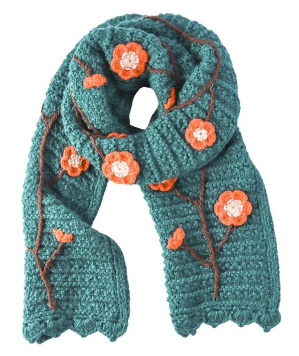 Embroidered Scarf  Andes Gifts Aqua  