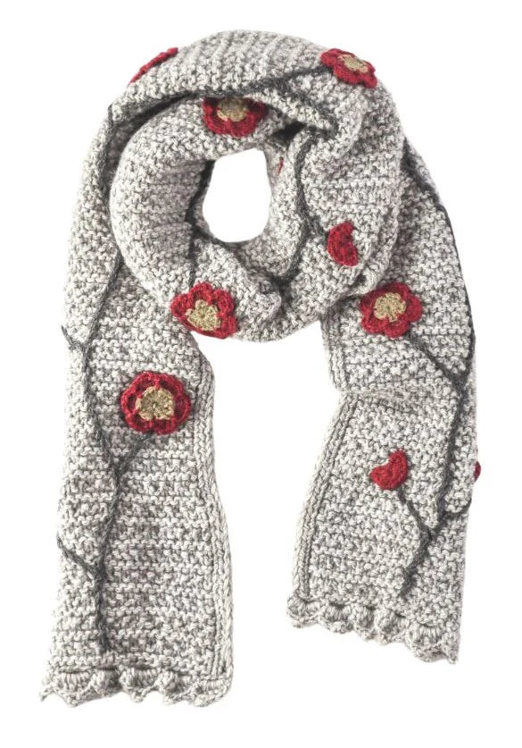 Embroidered Scarf  Andes Gifts Grey  