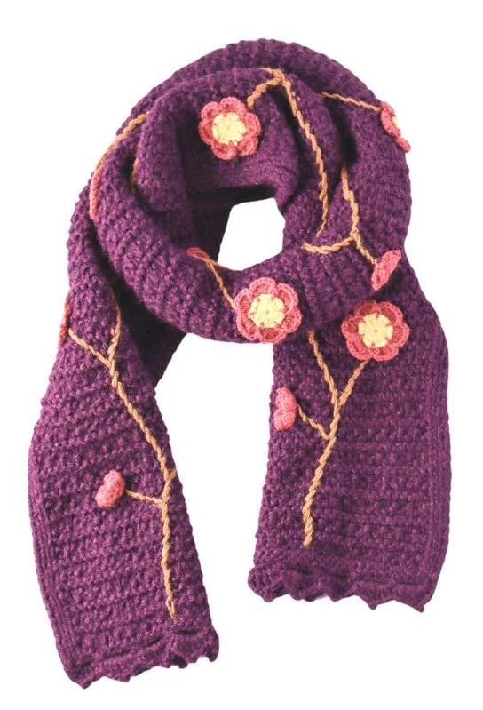 Embroidered Scarf  Andes Gifts Purple  