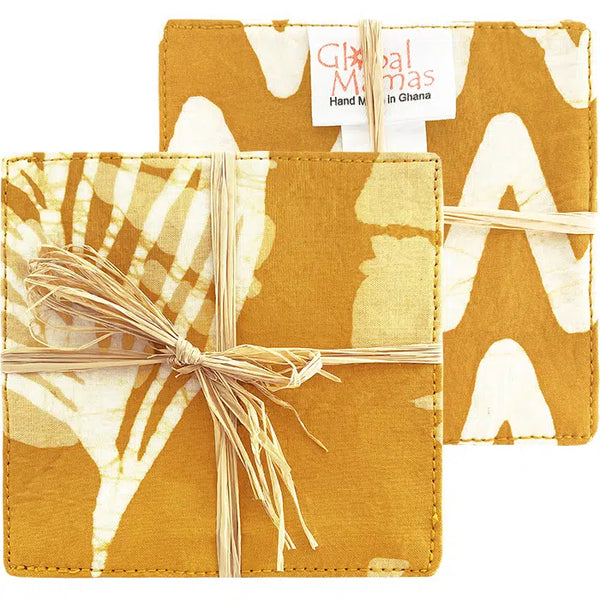 Batik Coaster Set Palms Harvest Gold Global Mamas Palms Harvest Gold  