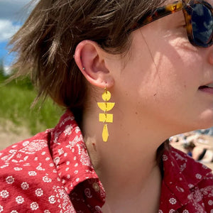 Pagoda Painted Earrings Mustard Fair Anita   