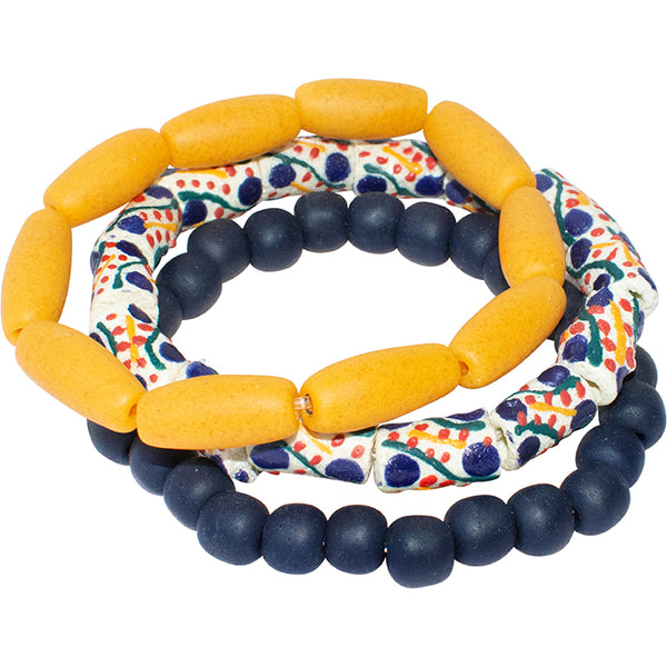 Manye Stacking Bracelets  Global Mamas Navy  