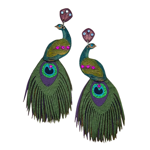 Peacock Earrings XL Tulia's Artisan Gallery   