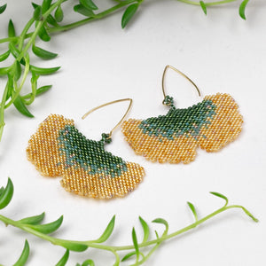 Fall Ginkgo Glass Bead Earrings  Tulia's Artisan Gallery   