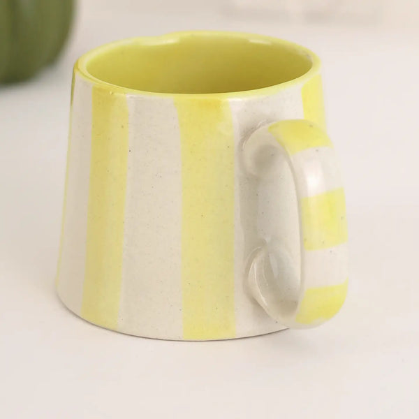 Ceramic Striped Coffee Mug  Casa Amarosa Yellow  