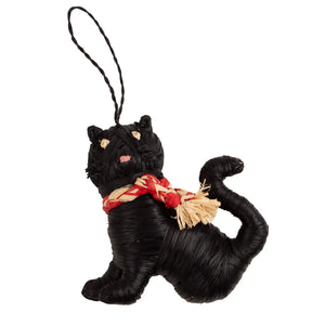 Raffia Cat Ornament  Kazi Black  