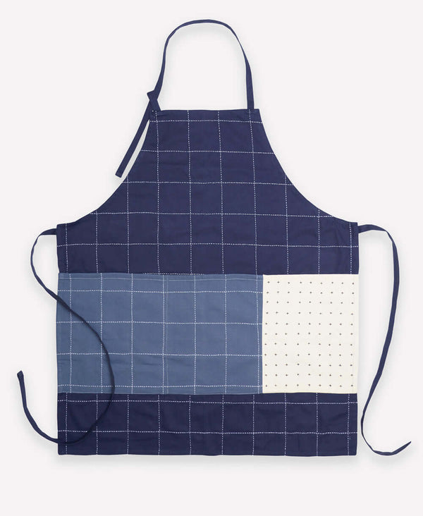 Adjustable Handstitched Bib Apron  Anchal Project Navy  