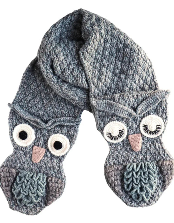 Animal Scarf  Andes Gifts Grey Owl  