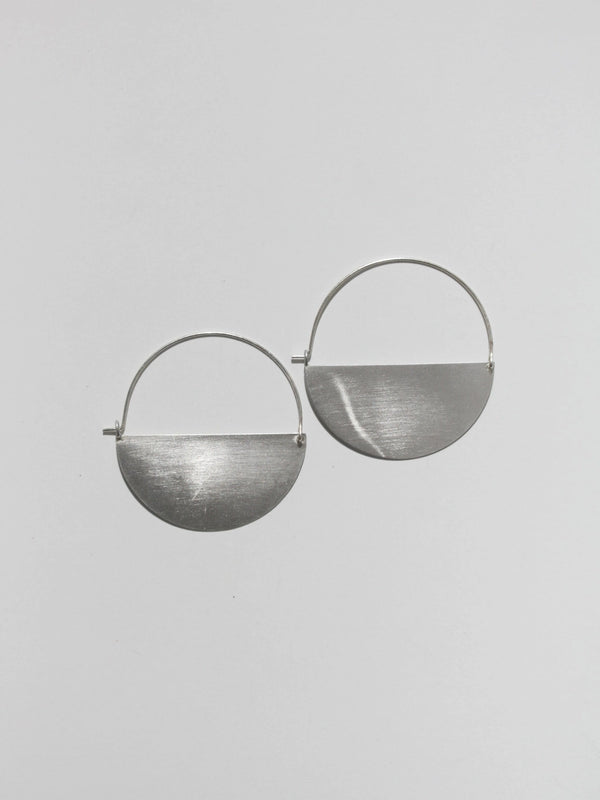 Matte Silver Half Moon Earrings  Rover & Kin Large  