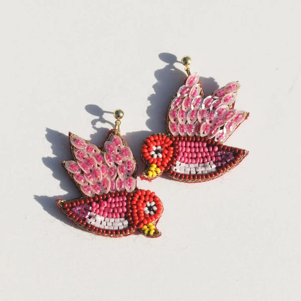 Beaded Bird Earrings  Rover & Kin   