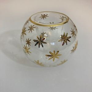 Blown Glass Tealight Holder  Dandarah Gold Stars  