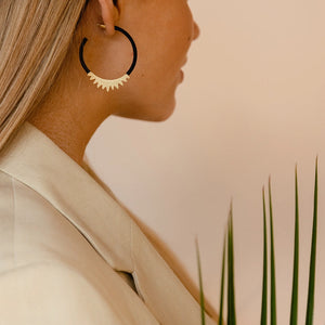 Spiked Brass Hoop Earrings Black Thread Rover & Kin   