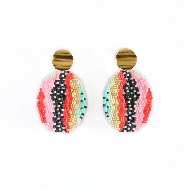 Beaded Oval Drop Earring  Mayana   