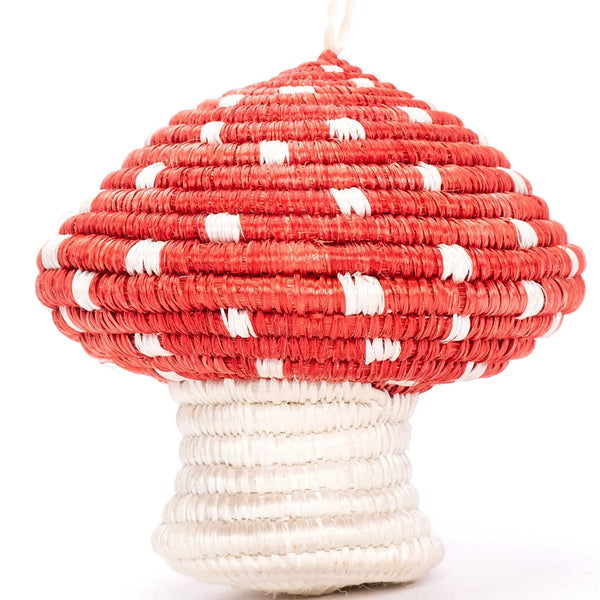 Woven Red Mushroom Ornament  Kazi   