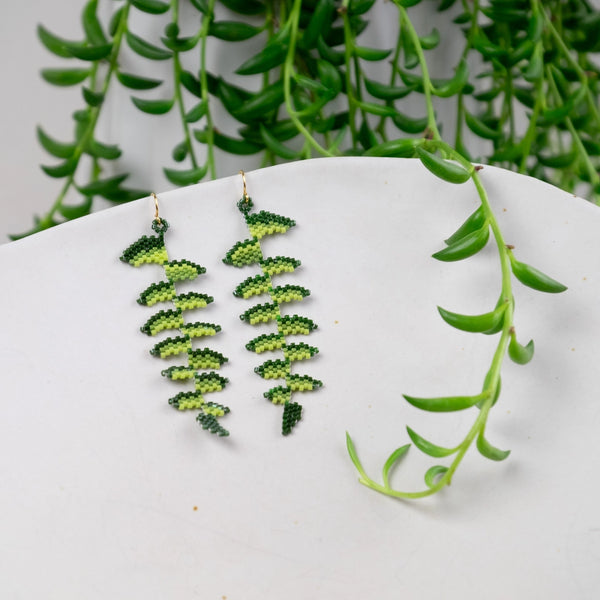 Fern Beaded Earrings Tulia's Artisan Gallery