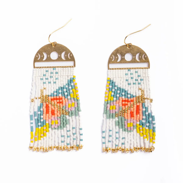 Beaded Moonlit Moth Fringe Earrings  Mayana   