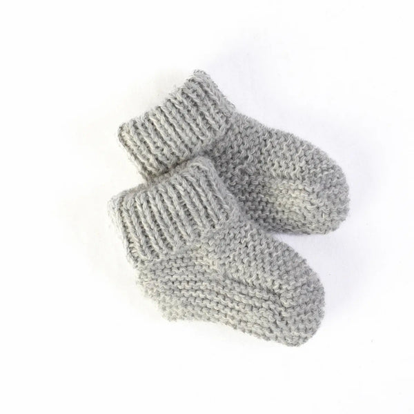 Muku Handknit Baby Booties Forest Awamaki Grey  